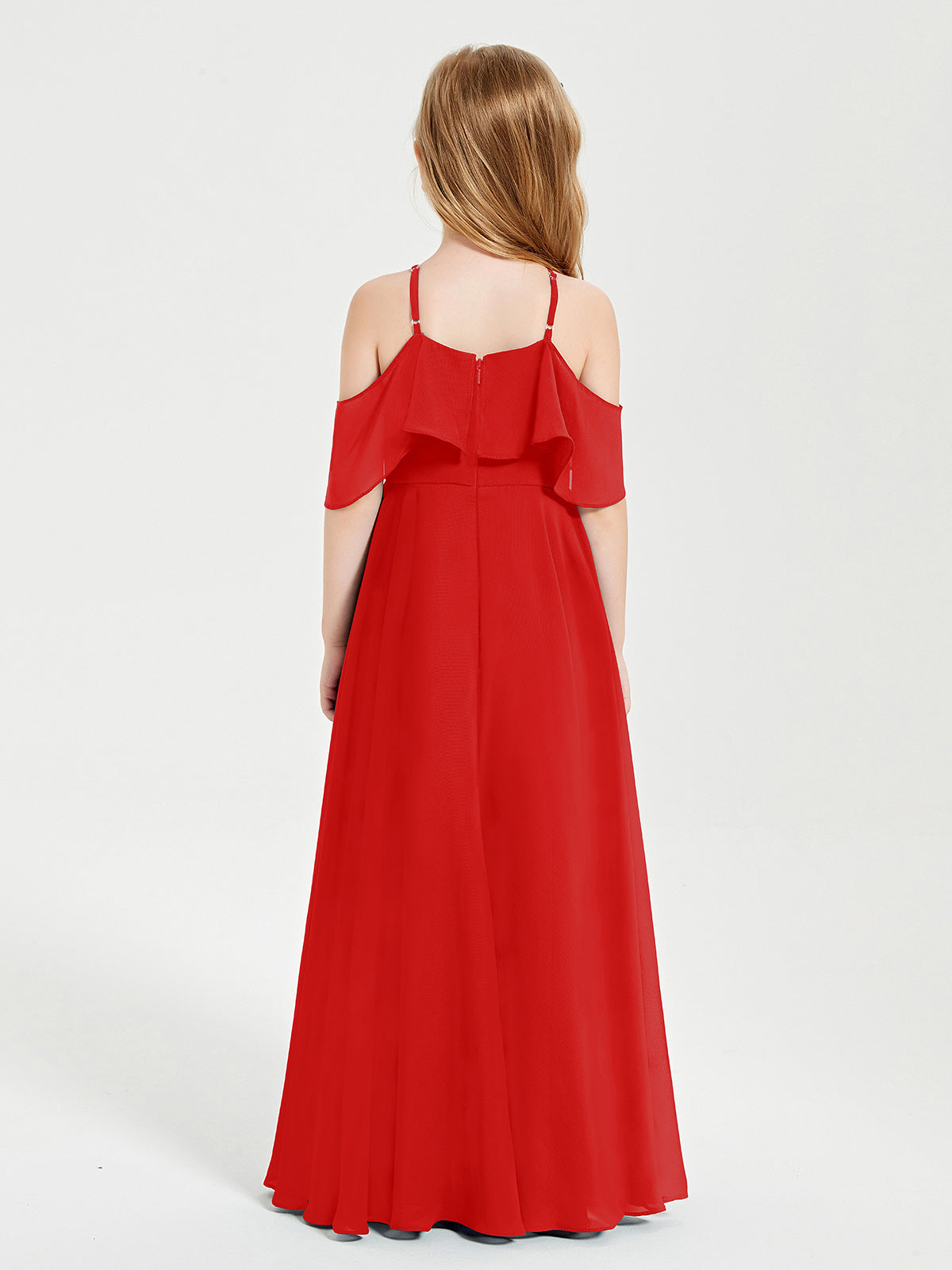 Off-the-Shoulder Long Dresses for Junior Bridesmaids Red